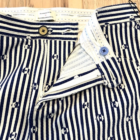 Essential Slim Trousers by Anthropologie, size 12P, blue and white stripped - Picture 4 of 9